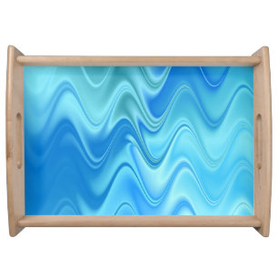 Wavy Blue Abstract Serving Tray