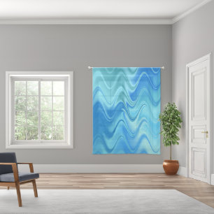 Wavy Blue Abstract Sheer Curtains