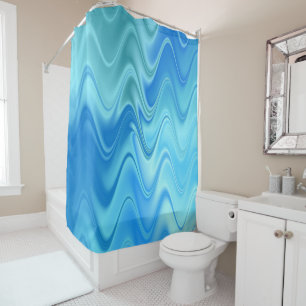 Wavy Blue Abstract Shower Curtain
