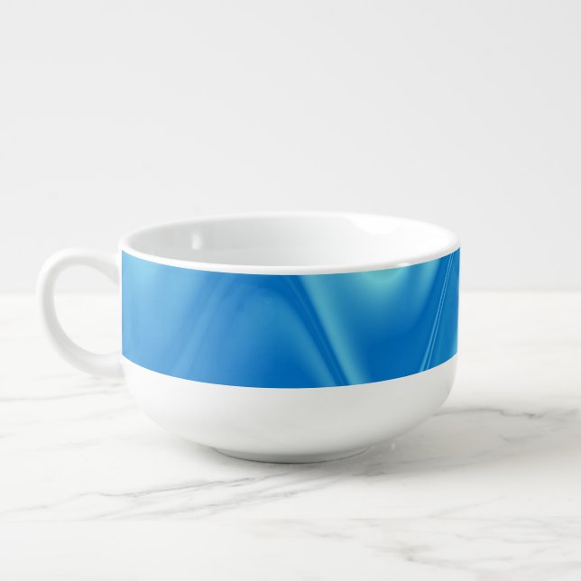 Wavy Blue Abstract Soup Mug (Right)