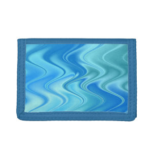 Wavy Blue Abstract Tri-fold Wallet