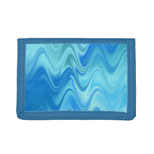 Wavy Blue Abstract Tri-fold Wallet