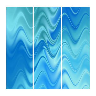 Wavy Blue Abstract Triptych
