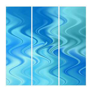 Wavy Blue Abstract Triptych