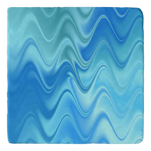 Wavy Blue Abstract Trivet (Front)