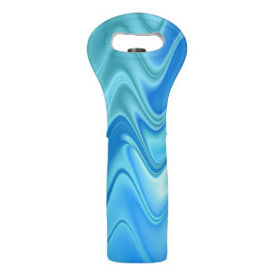Wavy Blue Abstract Wine Bag