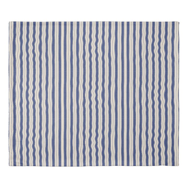 Wavy Blue and White Stripes Duvet Cover (Front)