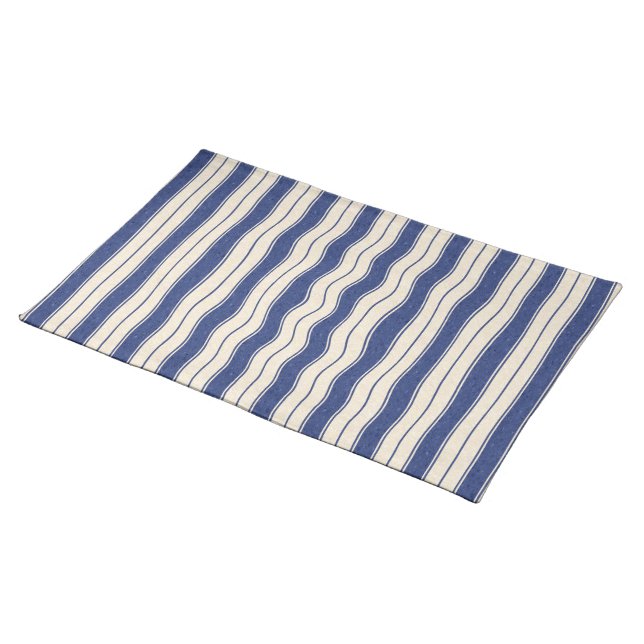 Wavy Blue and White Stripes Placemat (On Table)