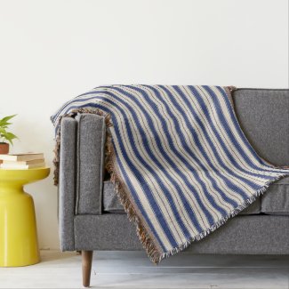 Wavy Blue and White Stripes Throw Blanket