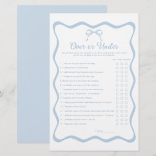Wavy Blue Bow Bridal Shower Over Under Game
