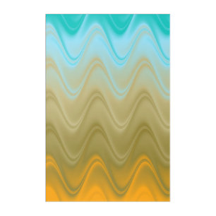 Wavy Blue Green Orange Abstract Acrylic Print