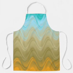 Wavy Blue Green Orange Abstract Apron