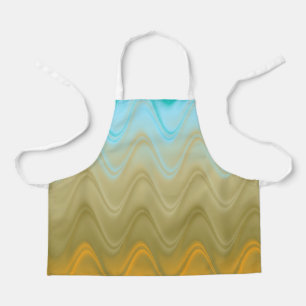 Wavy Blue Green Orange Abstract Apron