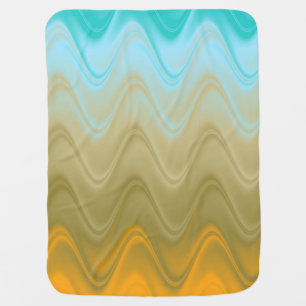 Wavy Blue Green Orange Abstract Baby Blanket