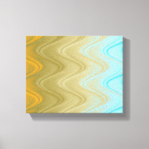 Wavy Blue Green Orange Abstract Canvas Print