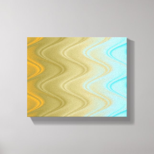 Wavy Blue Green Orange Abstract Canvas Print (Front)