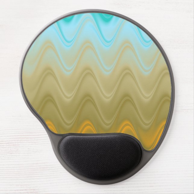Wavy Blue Green Orange Abstract Gel Mouse Pad (Front)
