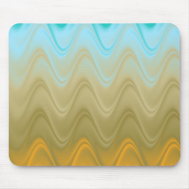 Wavy Blue Green Orange Abstract Mouse Pad (Front)