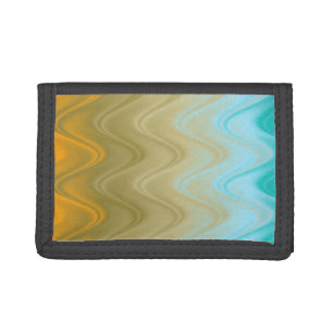 Wavy Blue Green Orange Abstract Tri-fold Wallet