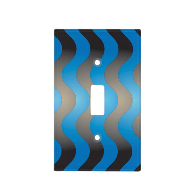 Wavy Blue Light Switch Cover (Front)