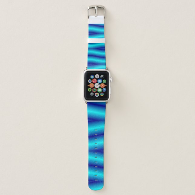 Wavy blue neon abstract pattern apple watch band (Front)