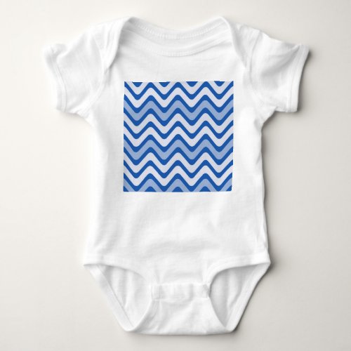 Wavy Blue Pattern Baby Bodysuit