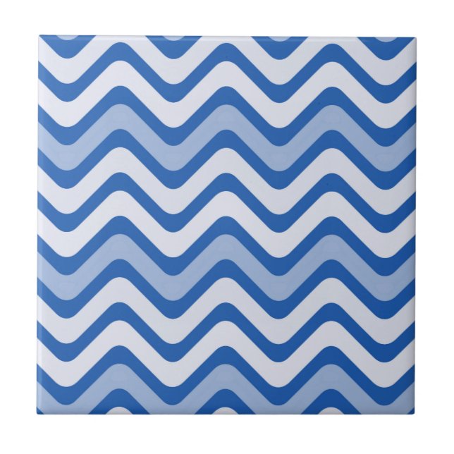 Wavy Blue Pattern Ceramic Tile (Front)