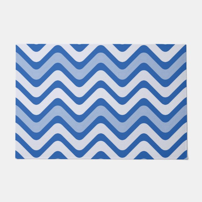 Wavy Blue Pattern Doormat (Front)