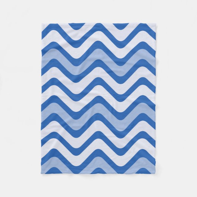 Wavy Blue Pattern Fleece Blanket (Front)