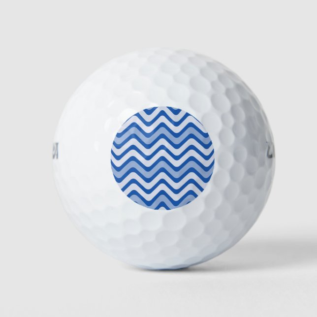 Wavy Blue Pattern Golf Balls (Front)