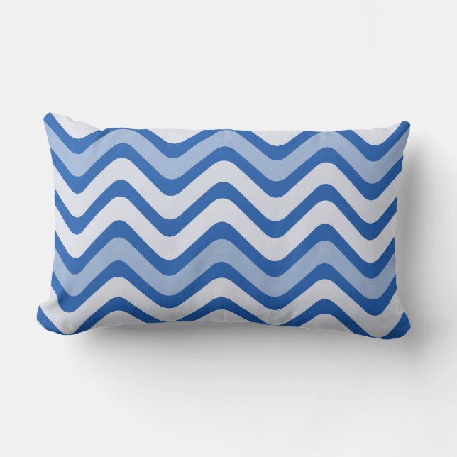 Wavy Blue Pattern Lumbar Pillow (Front)