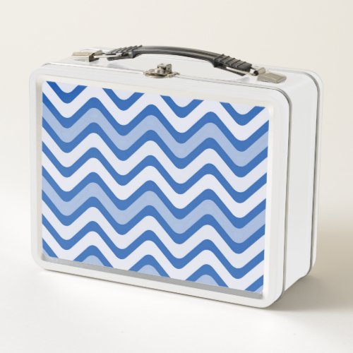 Wavy Blue Pattern Metal Lunch Box