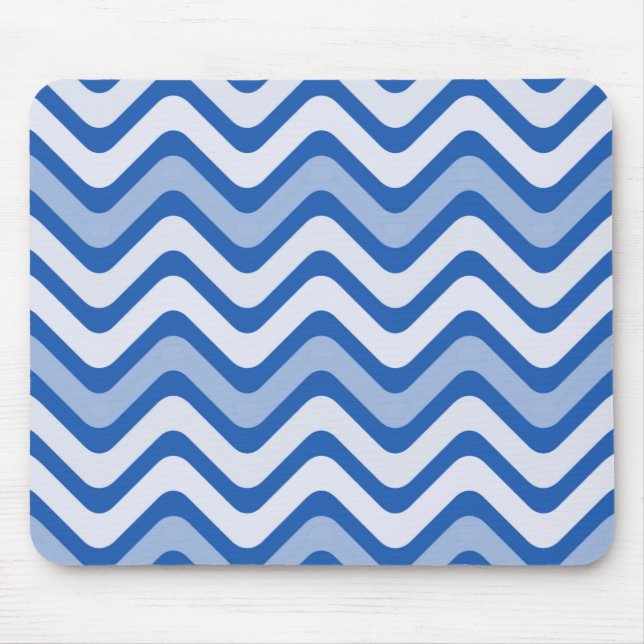 Wavy Blue Pattern Mouse Pad (Front)