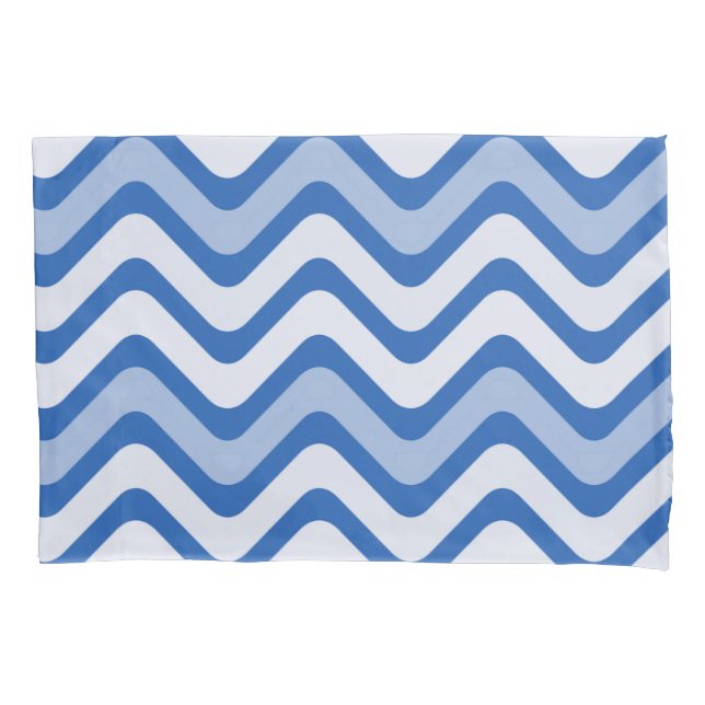 Wavy Blue Pattern Pillow Case (Front)