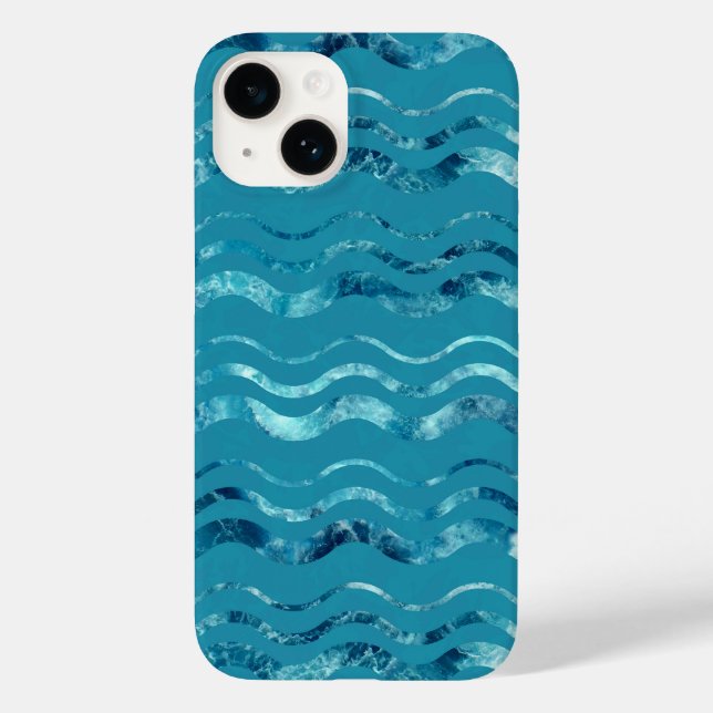 Wavy Blue Sea Pattern Case-Mate iPhone Case (Back)