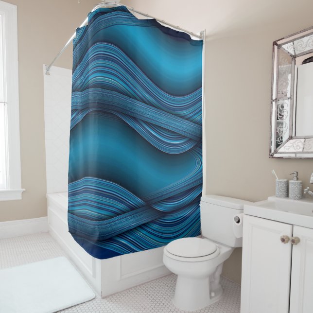 Wavy Blues Shower Curtain (In Situ)