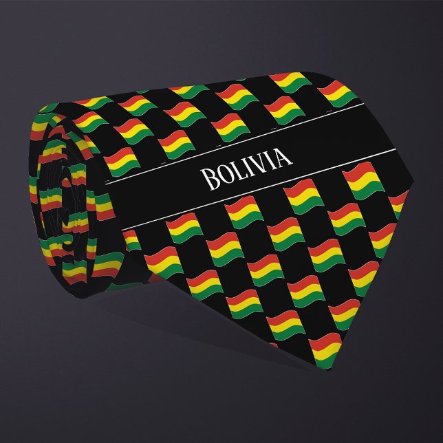 Wavy Bolivia Flag Pattern  Neck Tie (Creator Uploaded)