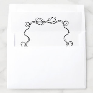 Wavy Border Black Bows Graduation Invitation Envelope Liner