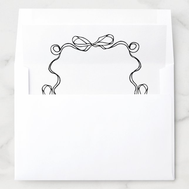 Wavy Border Black Bows Graduation Invitation Envelope Liner (In Envelope)
