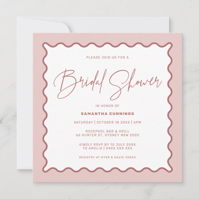Wavy Border Bridal Shower Invitation (Front)