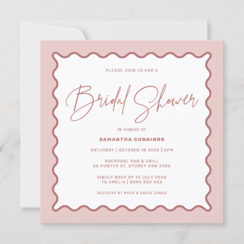 Wavy Border Bridal Shower Invitation