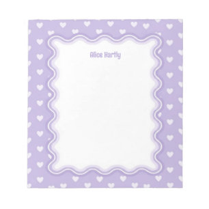 Wavy Border Lilac Purple Love Hearts Personalized Notepad