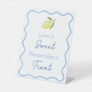 Wavy Border Love Is Sweet Bridal Shower Favor Pedestal Sign