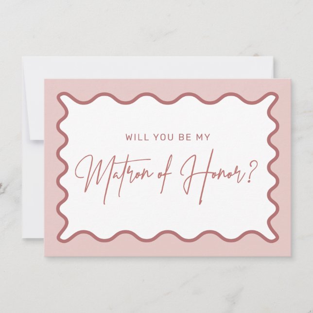 Wavy Border Matron of Honor Proposal Card (Front)