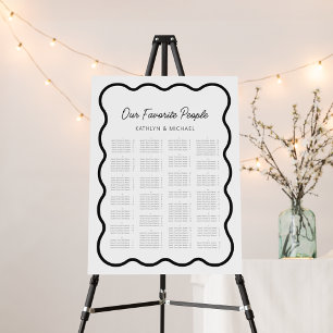 Wavy Border Modern Wedding Alphabetical Seating Foam Board