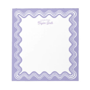 Wavy Border Purple & White Personalized Name Notepad