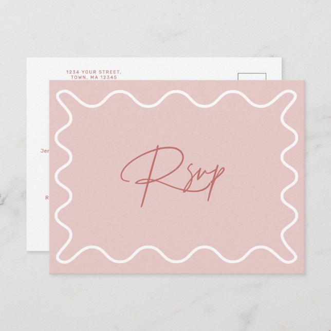Wavy Border RSVP reminder Postcard (Front/Back)