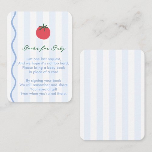 Wavy Border Tomato Books For Baby Shower Enclosure Card