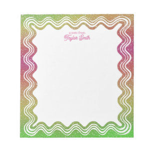 Wavy Border Tropical Ombre Personalized Name Notepad