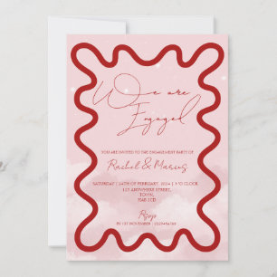 Wavy border wave modern engagement party invitation